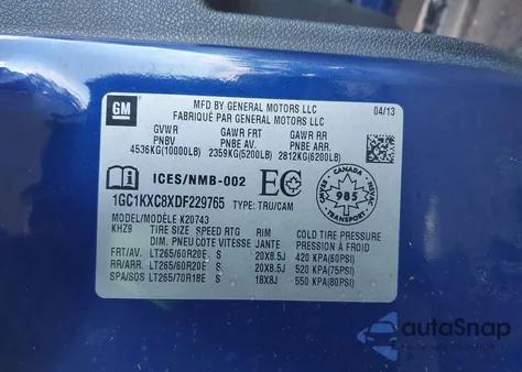 2013 Chevrolet Silverado 2500Hd Lt from USA, damaged, VIN 1GC1KXC8XDF229765